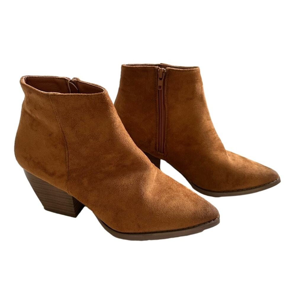 Dominique Nicole Jeri Bootie Brown Side Zipper Ankle Bootie Shoe Boots Size 8